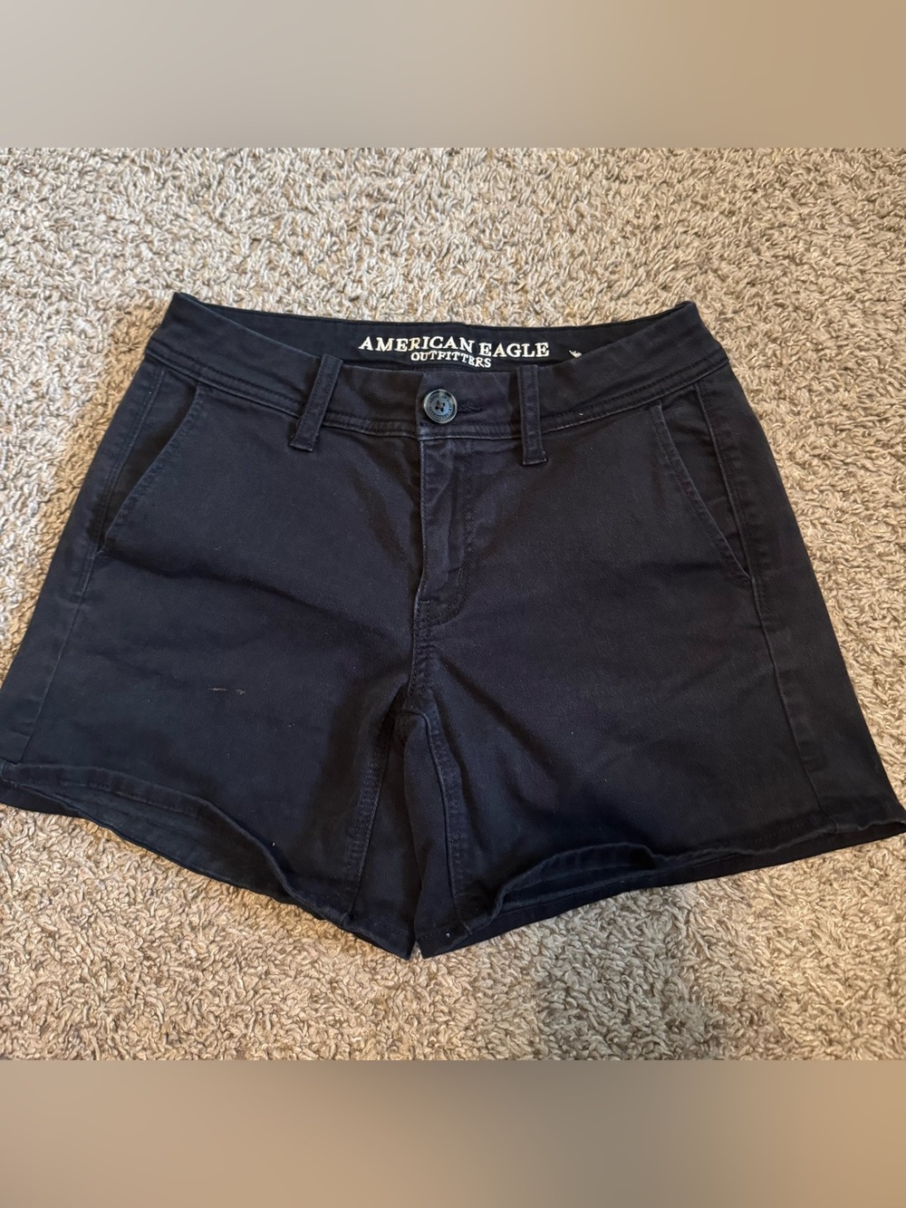 American Eagle Outfitters Women’s 0 Midi Super Stretch X Black Cotton Shorts